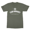 you + me = team humanity men's t-shirt
