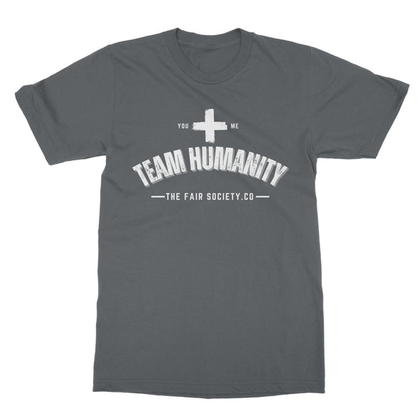 you + me = team humanity men's t-shirt
